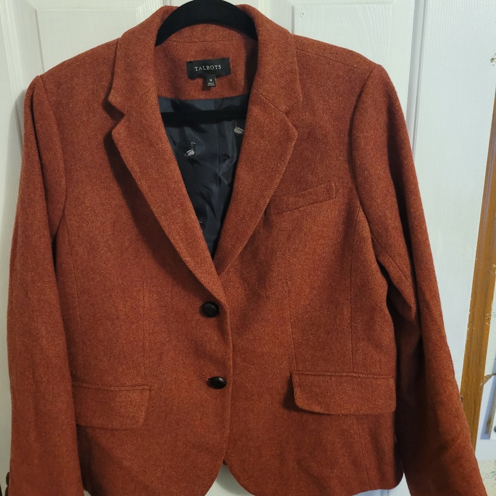 Talbots Orange Wool Blend Blazer